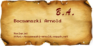 Bocsanszki Arnold névjegykártya